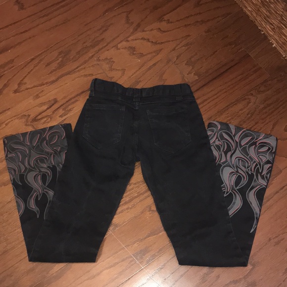 Serious clothing vintage Hot Topic black jeans with flames in size